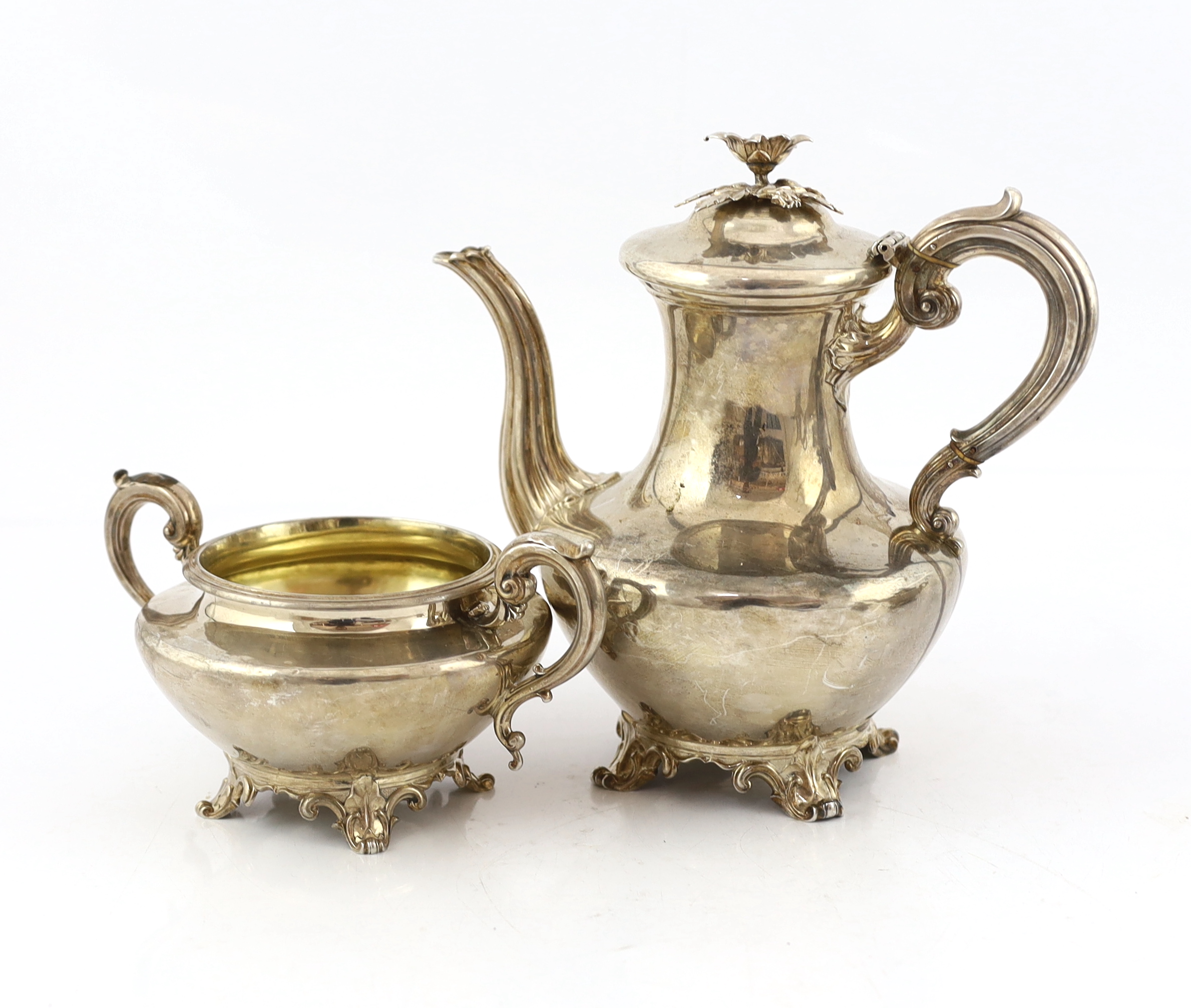 A late William IV/early Victorian silver pyriform four piece tea and coffee service, by The Barnards, CITES Submission reference HB8CE3EA